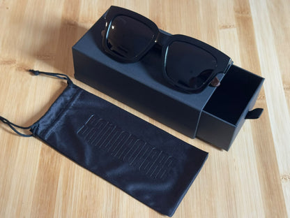 Midnight Reef Sunglasses Closed on Box with Pouch